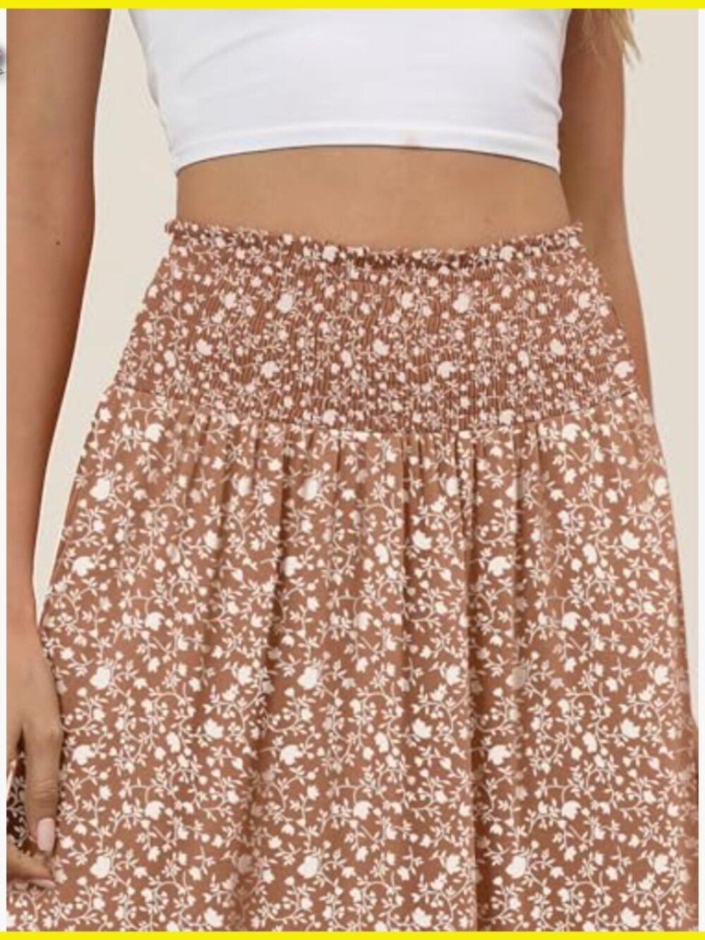 Boho Floral Maxi Skirt High Waisted Flowy Swing Pleated Beach Long Skirt with - Picture 2 of 7